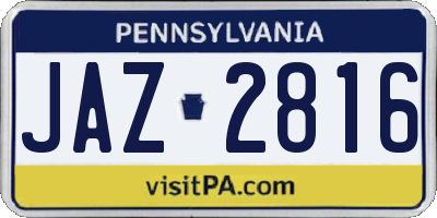 PA license plate JAZ2816