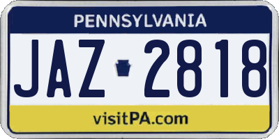 PA license plate JAZ2818