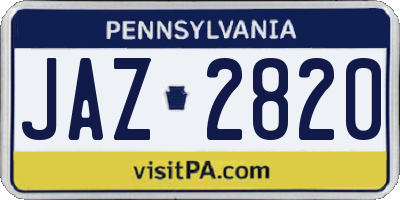 PA license plate JAZ2820