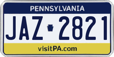 PA license plate JAZ2821