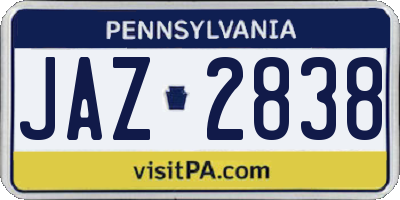 PA license plate JAZ2838
