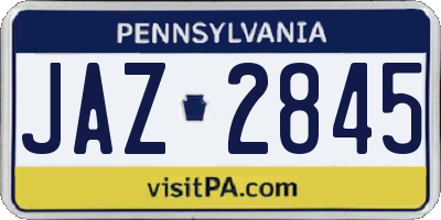 PA license plate JAZ2845