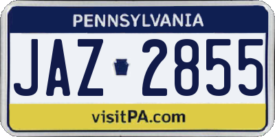PA license plate JAZ2855