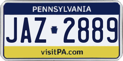 PA license plate JAZ2889