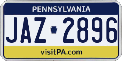 PA license plate JAZ2896