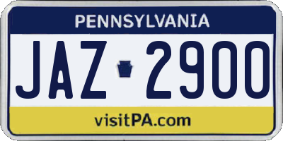 PA license plate JAZ2900
