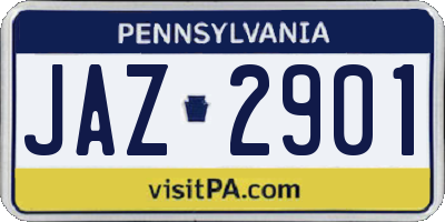 PA license plate JAZ2901