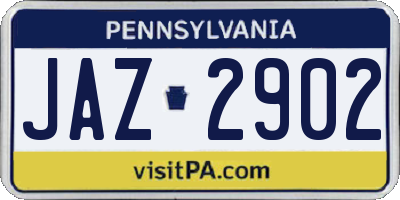PA license plate JAZ2902