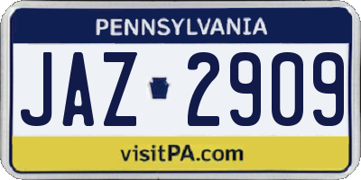 PA license plate JAZ2909