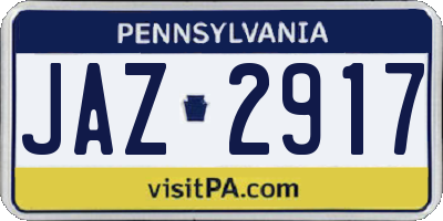 PA license plate JAZ2917