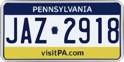 PA license plate JAZ2918
