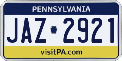 PA license plate JAZ2921
