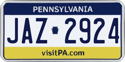 PA license plate JAZ2924