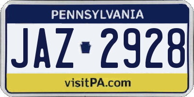 PA license plate JAZ2928