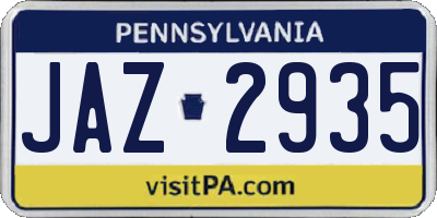 PA license plate JAZ2935