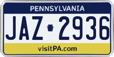 PA license plate JAZ2936