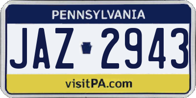 PA license plate JAZ2943