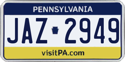PA license plate JAZ2949