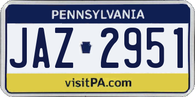 PA license plate JAZ2951