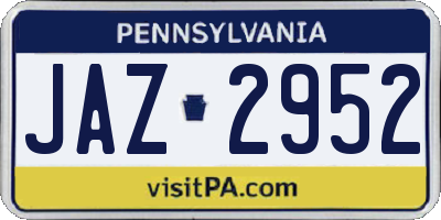 PA license plate JAZ2952