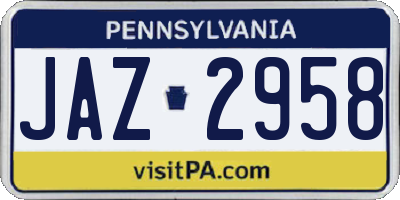 PA license plate JAZ2958