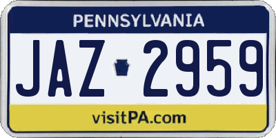 PA license plate JAZ2959