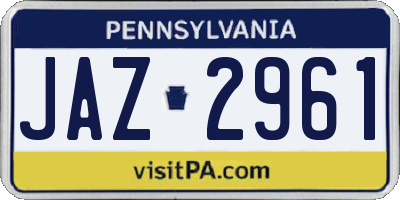 PA license plate JAZ2961