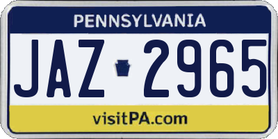 PA license plate JAZ2965