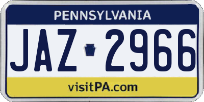 PA license plate JAZ2966