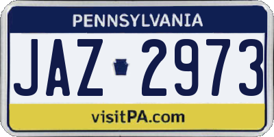 PA license plate JAZ2973