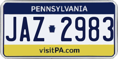 PA license plate JAZ2983