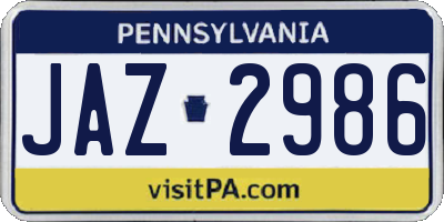 PA license plate JAZ2986