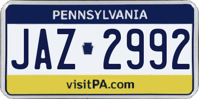 PA license plate JAZ2992