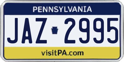 PA license plate JAZ2995