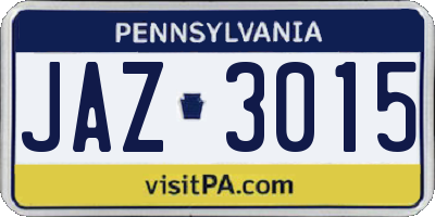 PA license plate JAZ3015