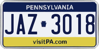 PA license plate JAZ3018