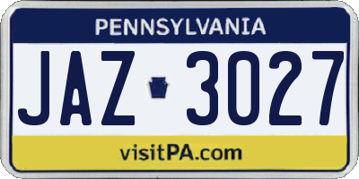 PA license plate JAZ3027