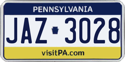 PA license plate JAZ3028