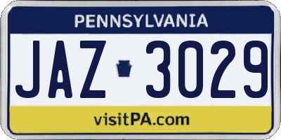 PA license plate JAZ3029
