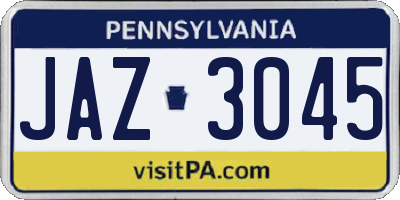 PA license plate JAZ3045
