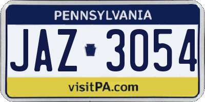 PA license plate JAZ3054