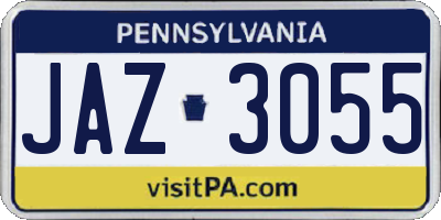 PA license plate JAZ3055