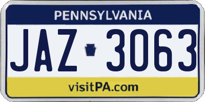 PA license plate JAZ3063