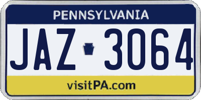 PA license plate JAZ3064