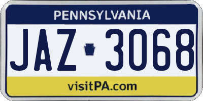PA license plate JAZ3068