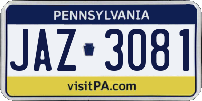PA license plate JAZ3081