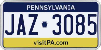 PA license plate JAZ3085