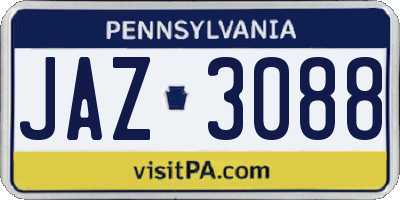 PA license plate JAZ3088