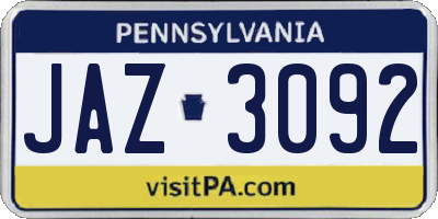 PA license plate JAZ3092