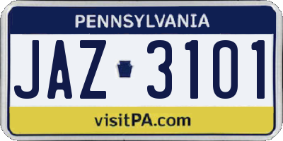 PA license plate JAZ3101